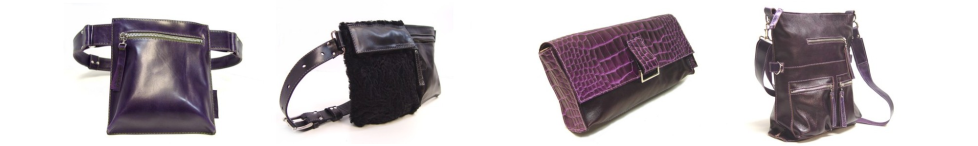Gürteltasche aus Leder in Lila und Schwarz, Umhängetasche aus Leder in der Farbe Lila und Schwarz